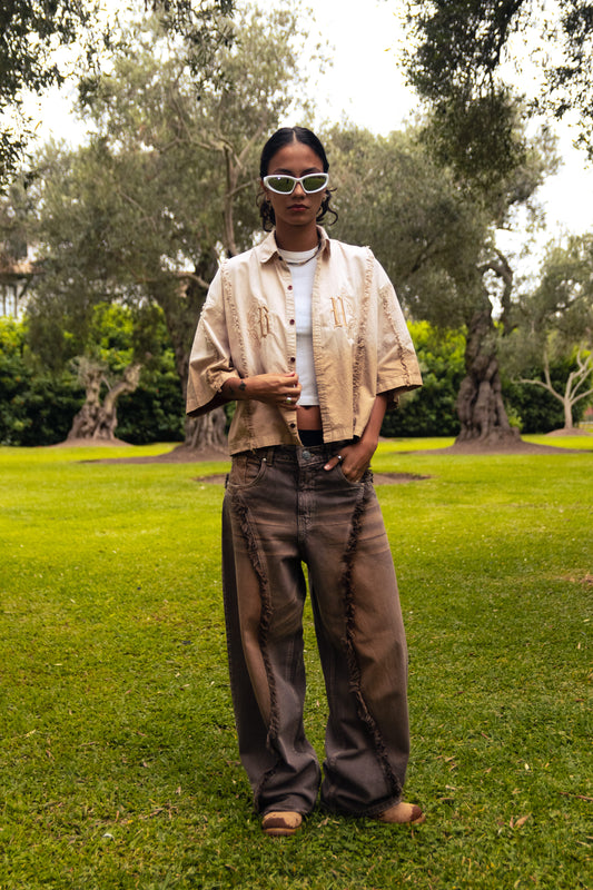 BEIGE FADED - CAMISA BOXY FIT