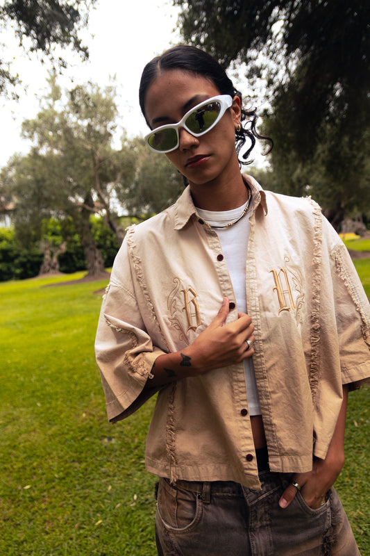 BEIGE FADED - CAMISA BOXY FIT