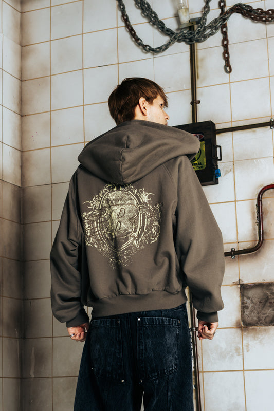 DOBLE ZIP HOODIE BOXY FIT - FRACTURE GREY