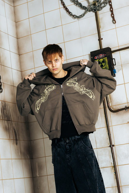 DOBLE ZIP HOODIE BOXY FIT - FRACTURE GREY