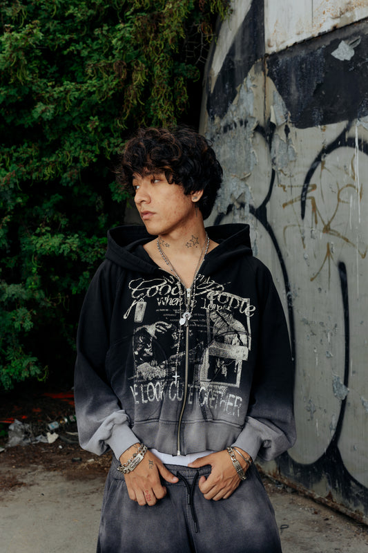 FUCK LOVE BLACK - ZIP HOODIE