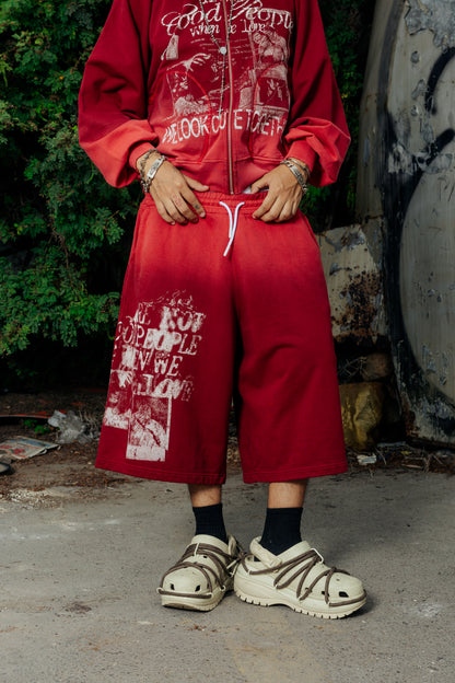 FUCK LOVE RED - BAGGY JORT