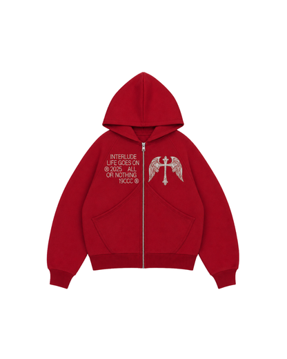 RED CROSS ZIP HOODIE - BOXY FIT (REMASTERIZADO)