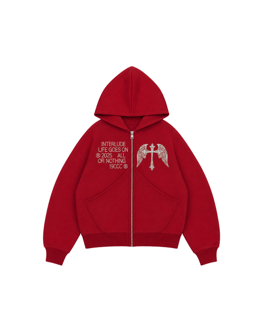 RED CROSS ZIP HOODIE - BOXY FIT (REMASTERIZADO)