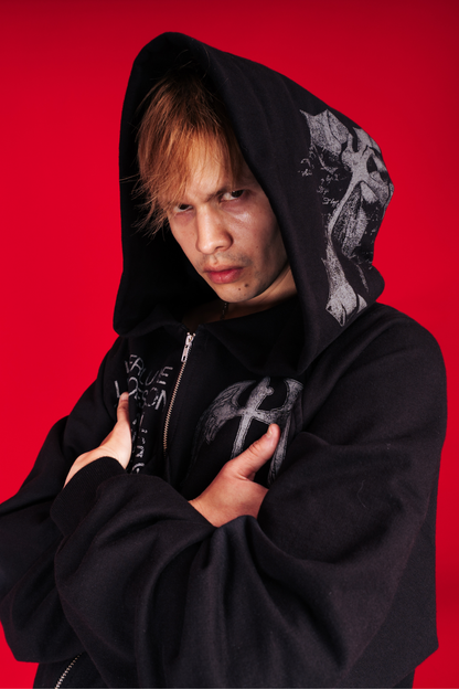 BLACK CROSS ZIP HOODIE - BOXY FIT (REMASTERIZADO)