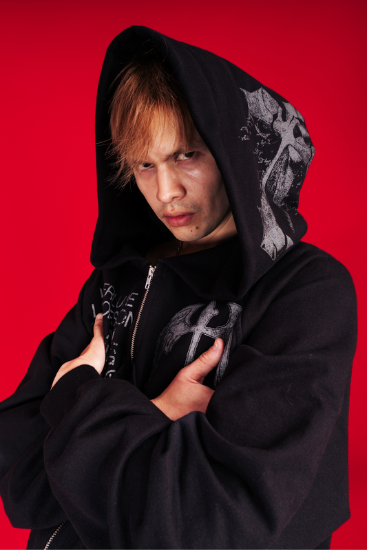 BLACK CROSS ZIP HOODIE - BOXY FIT (REMASTERIZADO)