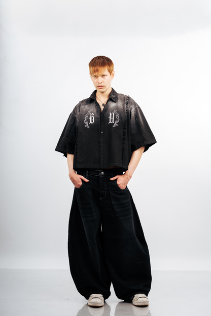 BLACK FADED - CAMISA BOXY FIT