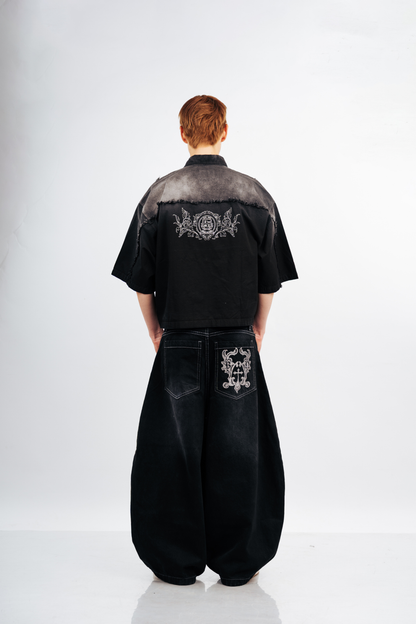 BLACK FADED - CAMISA BOXY FIT