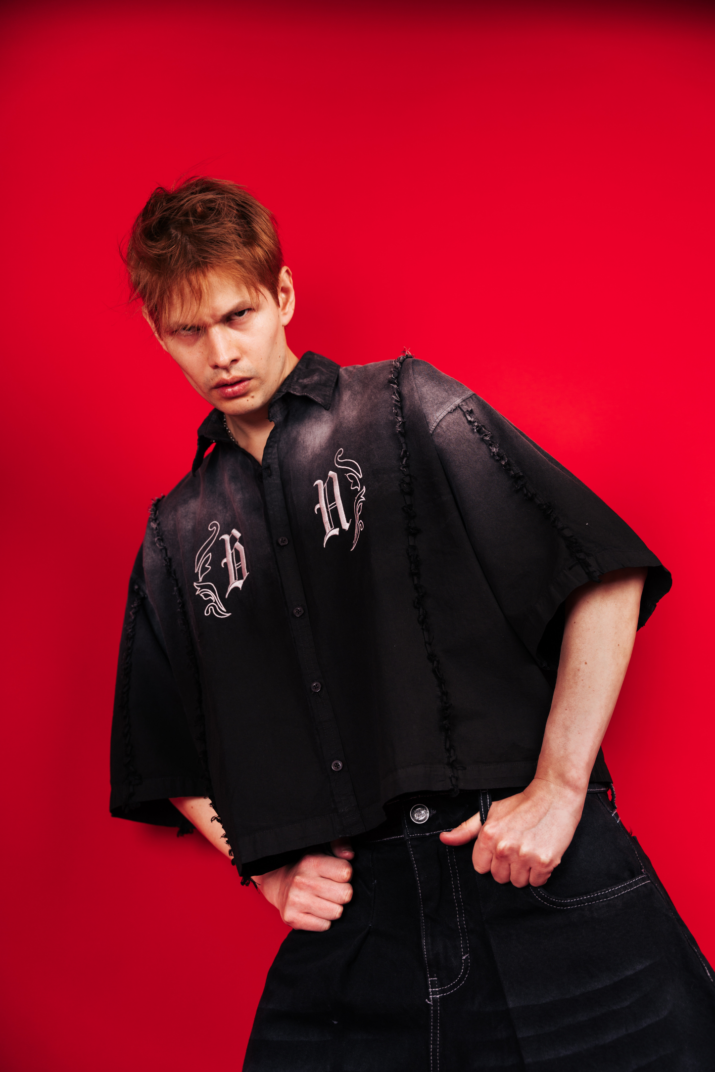 BLACK FADED - CAMISA BOXY FIT
