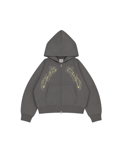 DOBLE ZIP HOODIE BOXY FIT - FRACTURE GREY