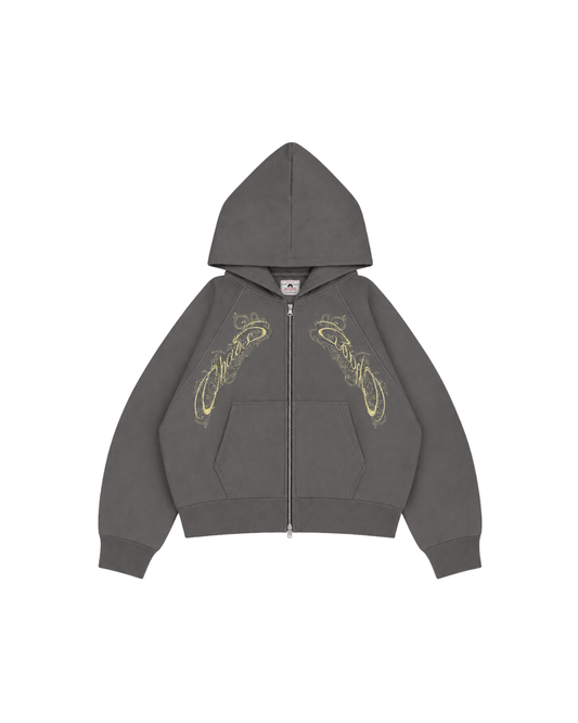 DOBLE ZIP HOODIE BOXY FIT - FRACTURE GREY