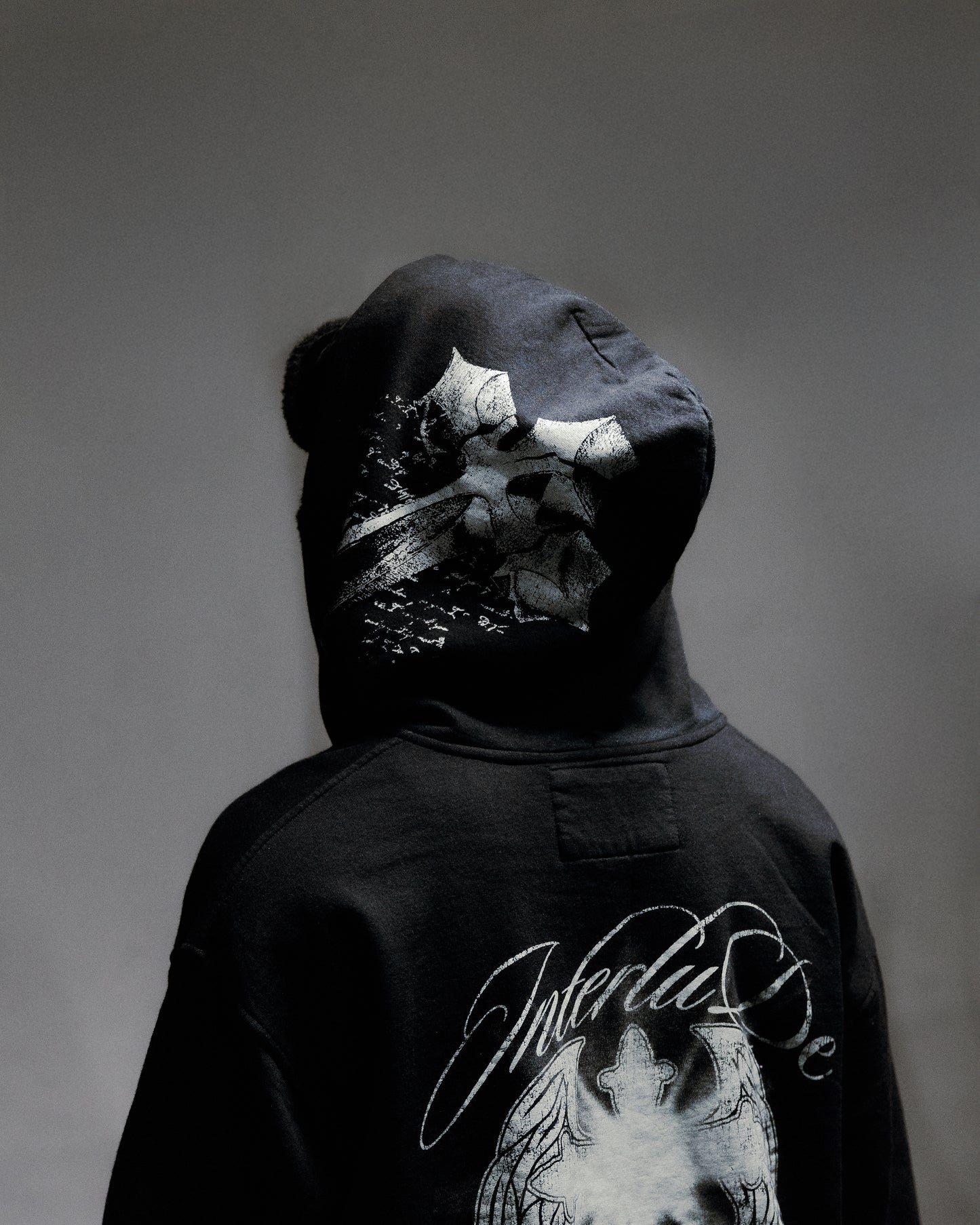BLACK CROSS ZIP HOODIE - OVERBOXY
