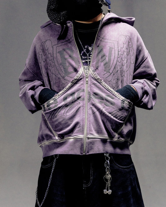 VIOLET KEY ZIP HOODIE - OVERBOXY