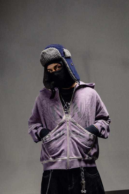 VIOLET KEY ZIP HOODIE - OVERBOXY