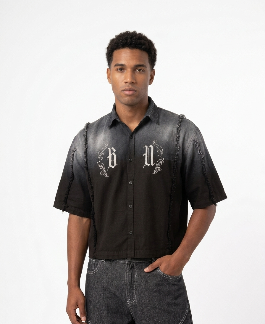 BLACK FADED - CAMISA BOXY FIT