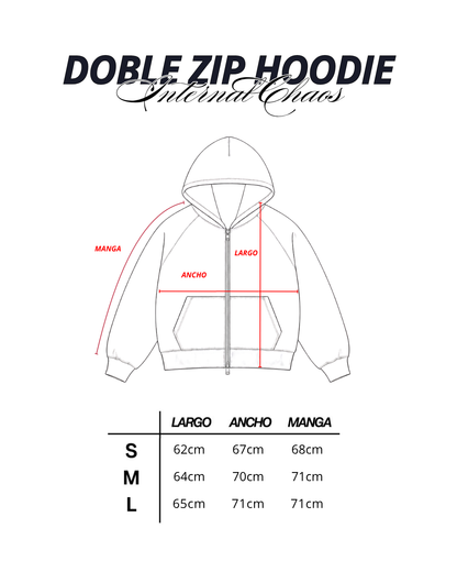 DOBLE ZIP HOODIE BOXY FIT - FRACTURE GREY