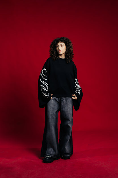 FLARED BAGGY JEAN - BLACK