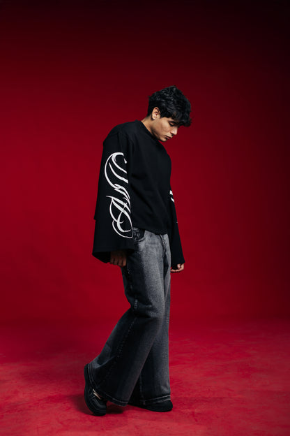 FLARED BAGGY JEAN - BLACK