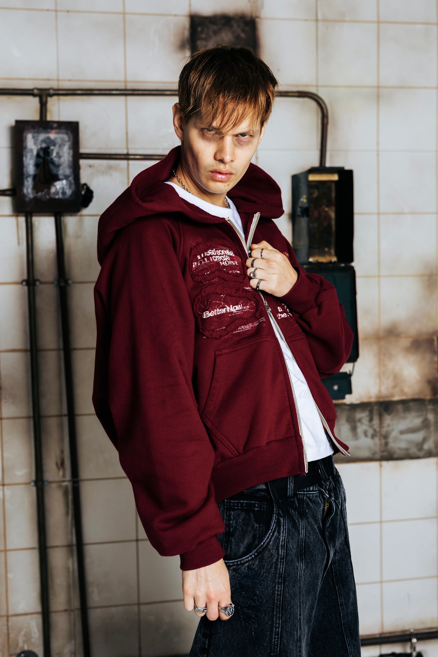 DOBLE ZIP HOODIE BOXY FIT - BREAKPOINT RED