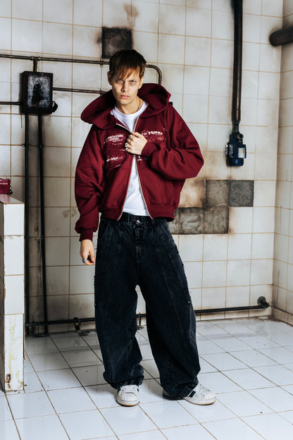 DOBLE ZIP HOODIE BOXY FIT - BREAKPOINT RED