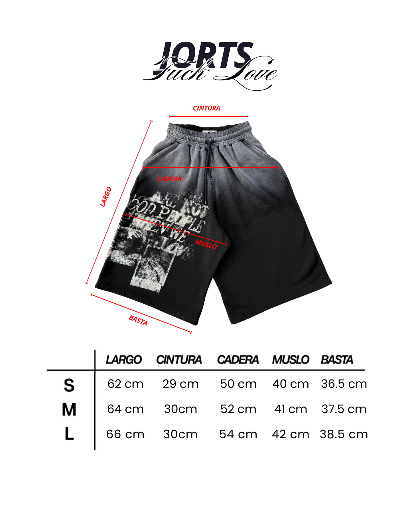 FUCK LOVE BLACK - BAGGY JORT