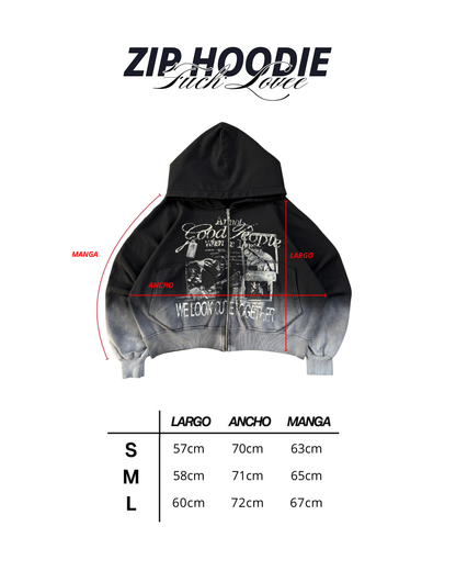 FUCK LOVE BLACK - ZIP HOODIE