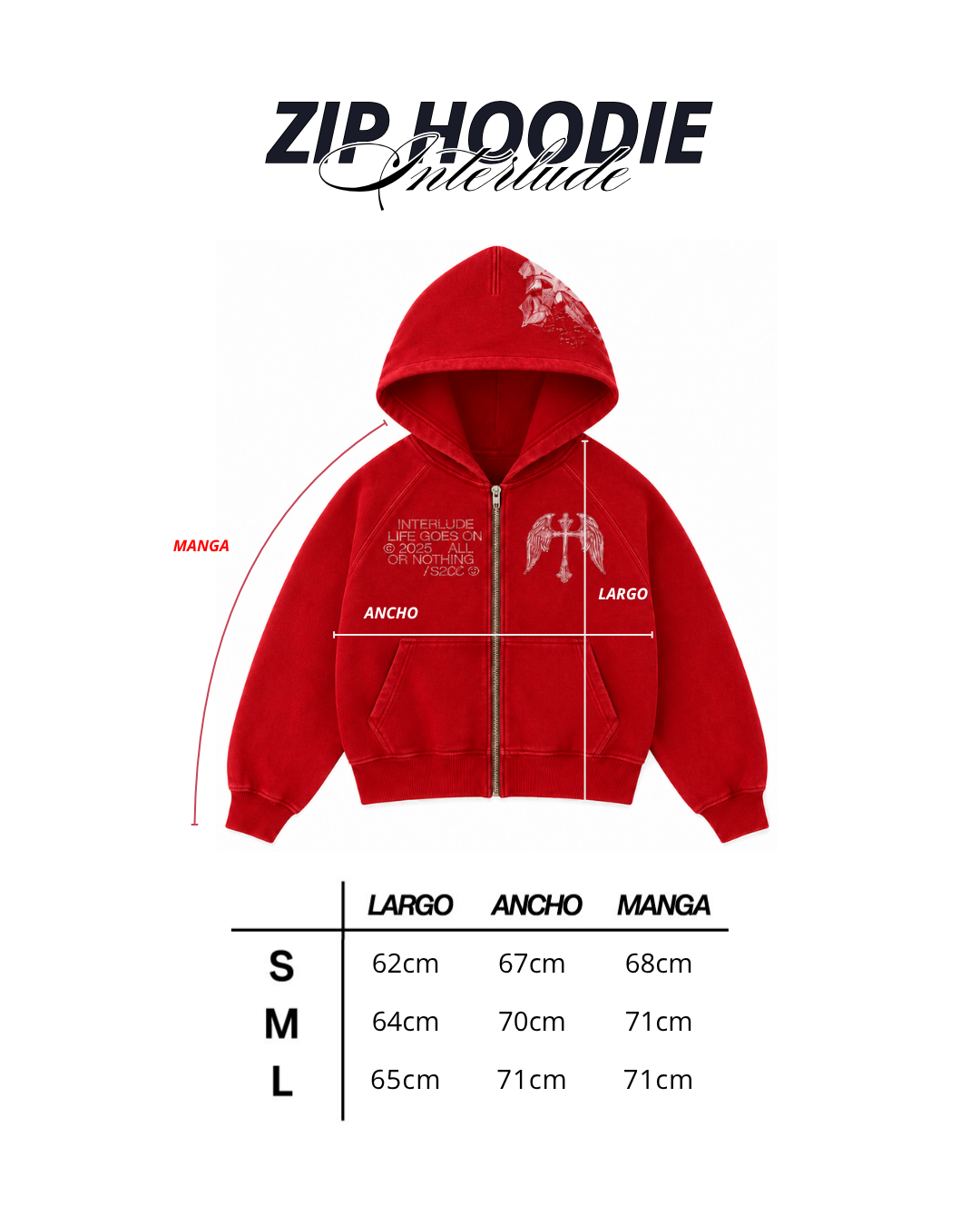RED CROSS ZIP HOODIE - BOXY FIT (REMASTERIZADO)