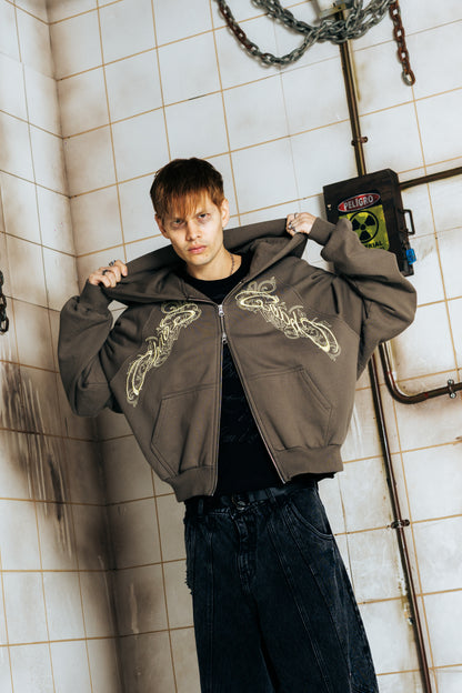 DOBLE ZIP HOODIE BOXY FIT - FRACTURE GREY