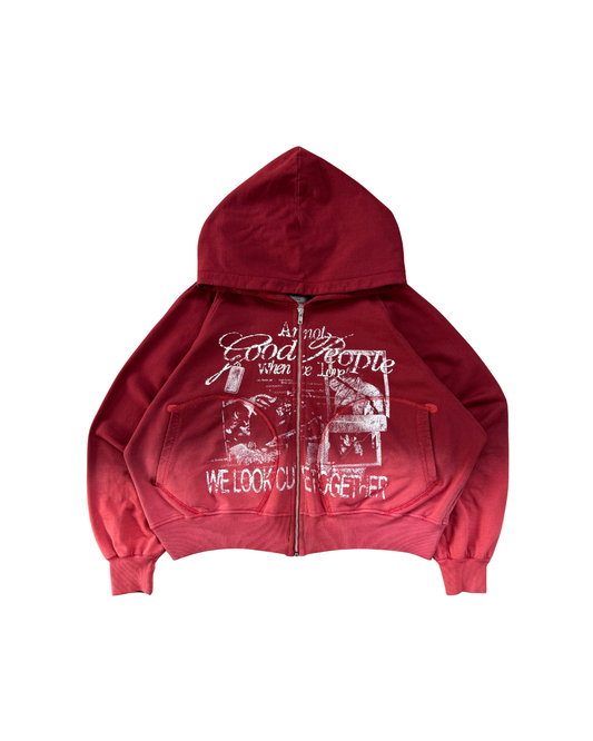 FUCK LOVE RED - ZIP HOODIE