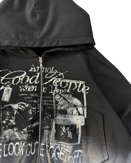 FUCK LOVE BLACK - ZIP HOODIE