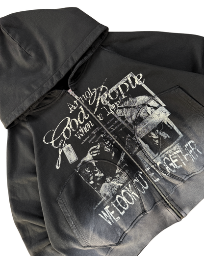 FUCK LOVE BLACK - ZIP HOODIE