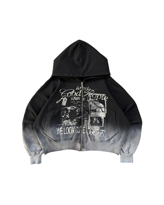 FUCK LOVE BLACK - ZIP HOODIE